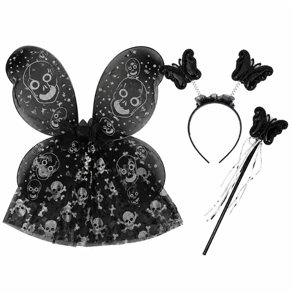 [0060026032801] SET DE FALDA TUTU DIADEMA Y ALAS CALAVERA 2747-1