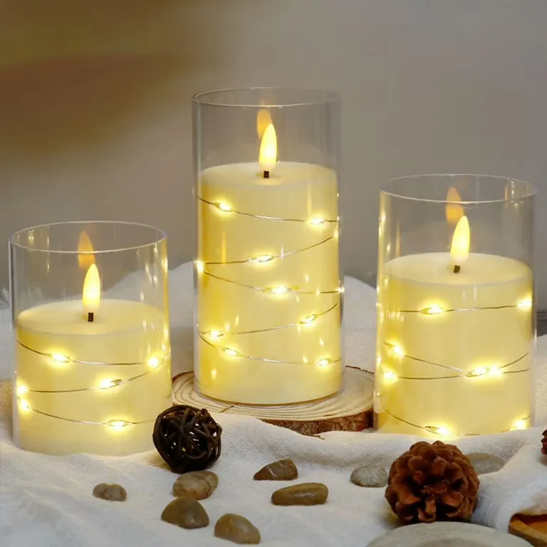 [5920250218084] VELAS LED CON VASO DE CRISTAL 5.5X10 CM D-21808