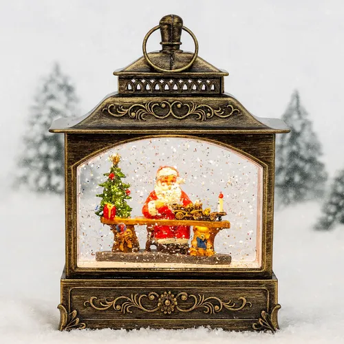 FAROL NAVIDEÑO CON NIEVE Y LUZ D-20159