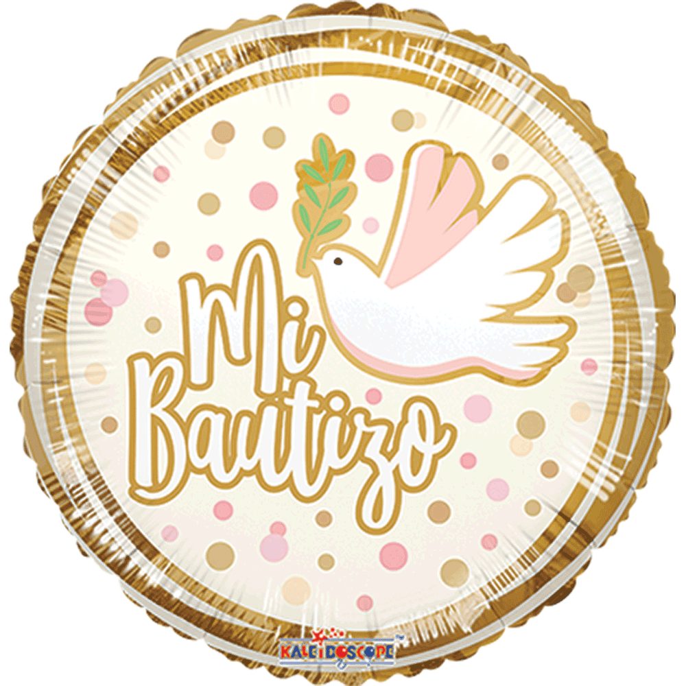 [V36140/30] Globo metálico — Religiosos (Mi Bautizo Paloma Rosa)