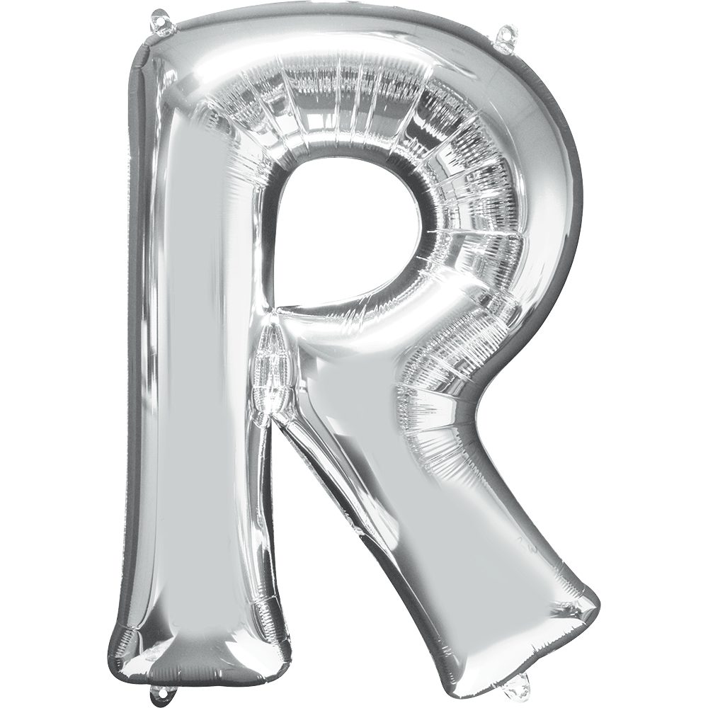 [32981/01] Globo metálico letra y símbolo (Lrgshp Met Letter "R" Silver — SuperSh)