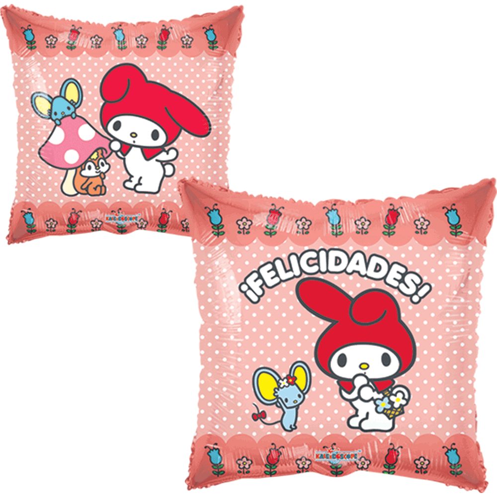 [V28826/18] Globo metálico Sanrio (My Melody Y Amigo Felicidades)