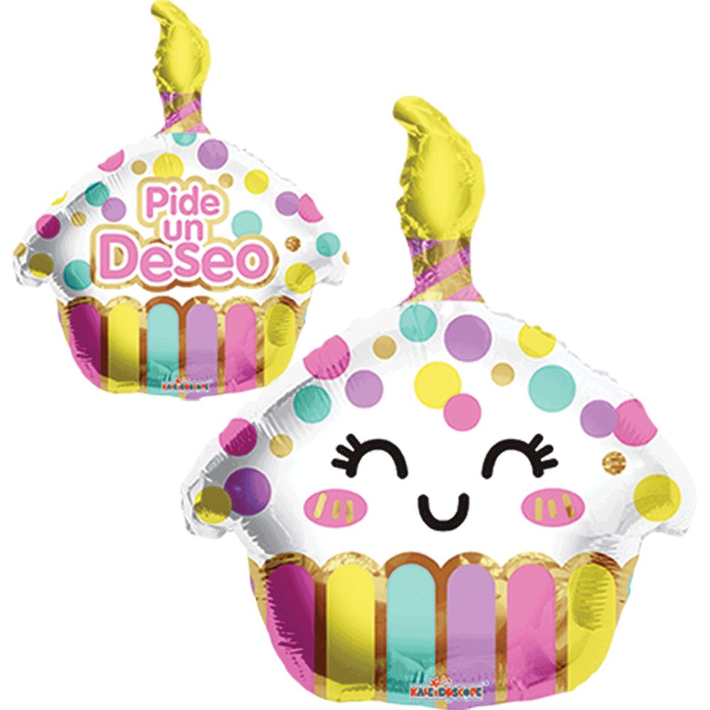 [V35991/18] Globo metálico — Boda y aniversario (Cupcake Con Vela Kawai)