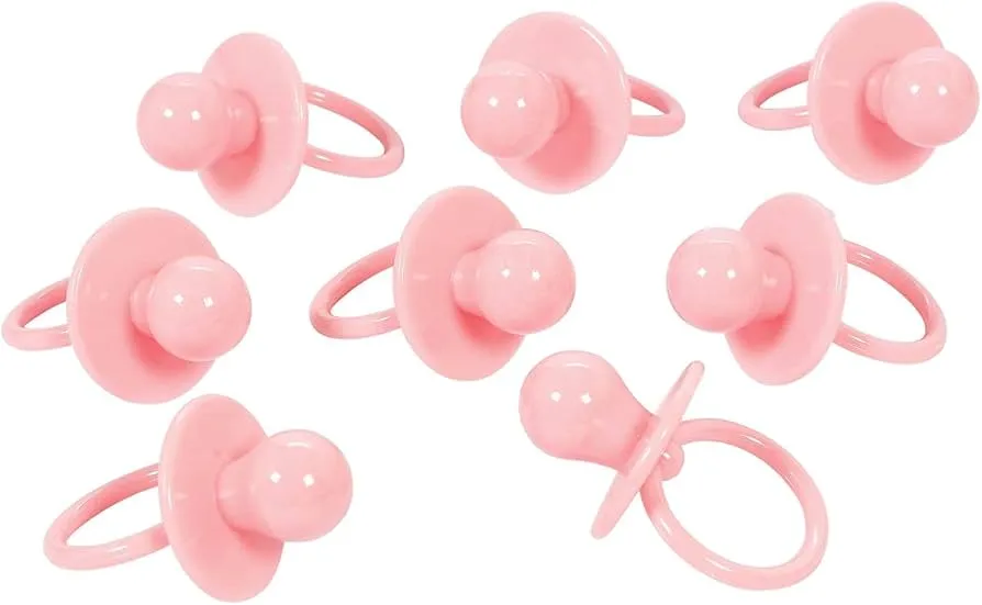 BABY SHOWER CHUPONES DE PLASTICO OPACO ROSA 3.8CM C/12 PZA