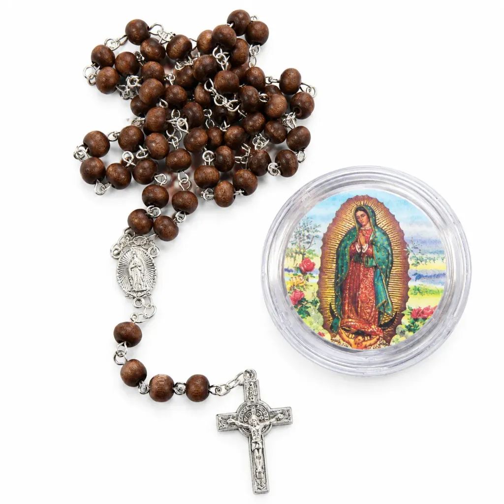 ROSARIO EN ESTUCHE REDONDO VIRGEN Y SAN JUDAS TADEO