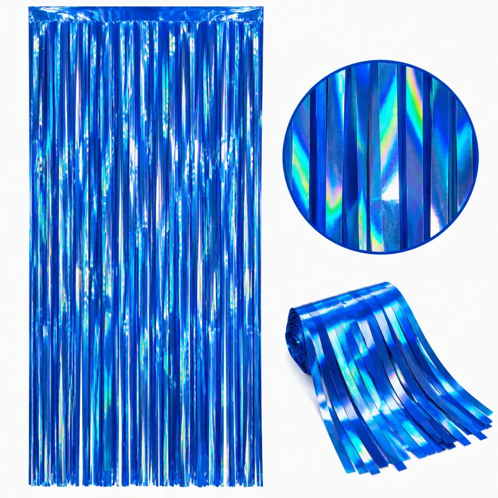 [714096] CORTINA LLUVIA HOLOGRAFICA (Azul Rey)