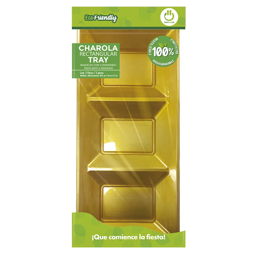 CHAROLA PARTY IS ON RECTANGULAR DORADO
