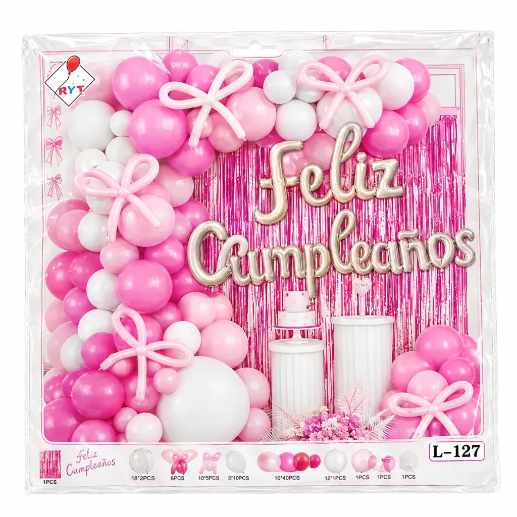 SET DE GLOBOS FELIZ CUMPLEAÑOS MOÑOS L-127
