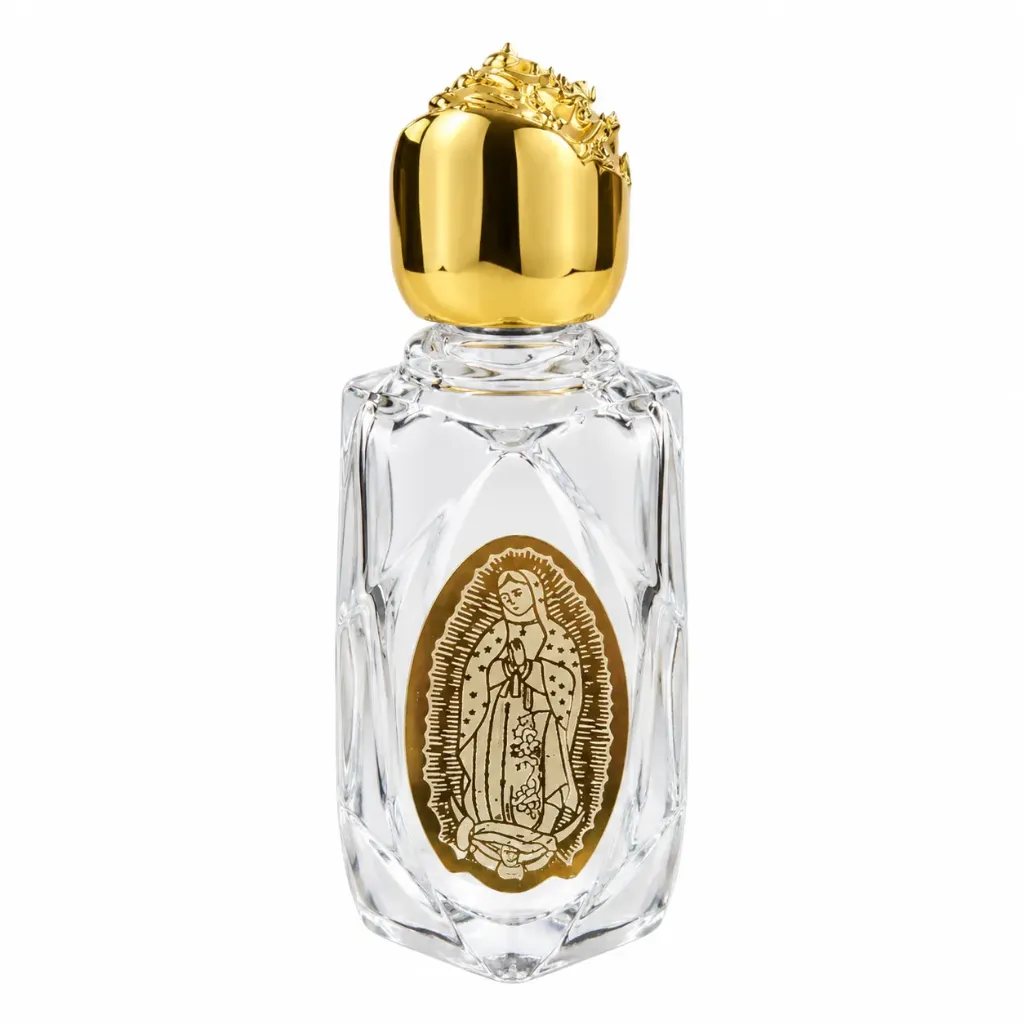 FRASCO CHICO DE VIDRIO VIRGEN DE GUADALUPE