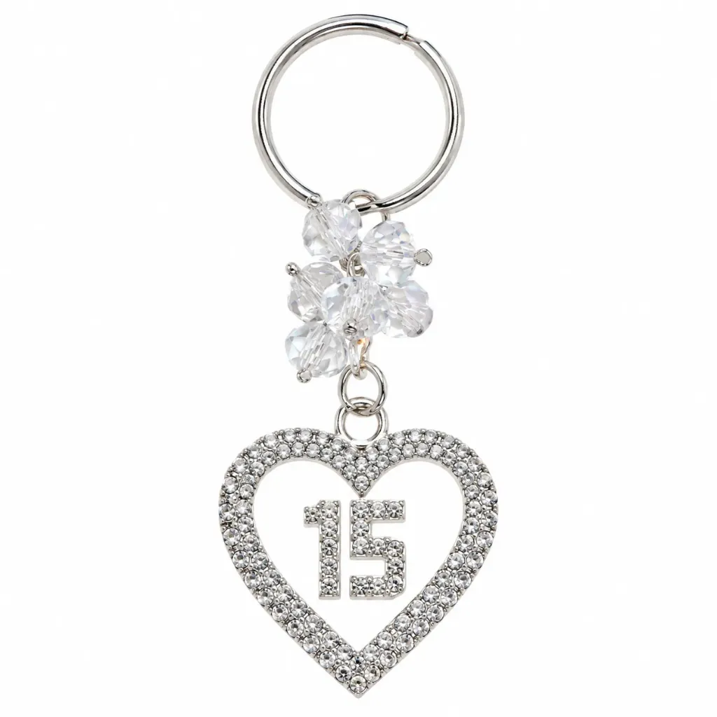 LLAVERO CORAZON DIAMANTADO XV AÑOS JL44