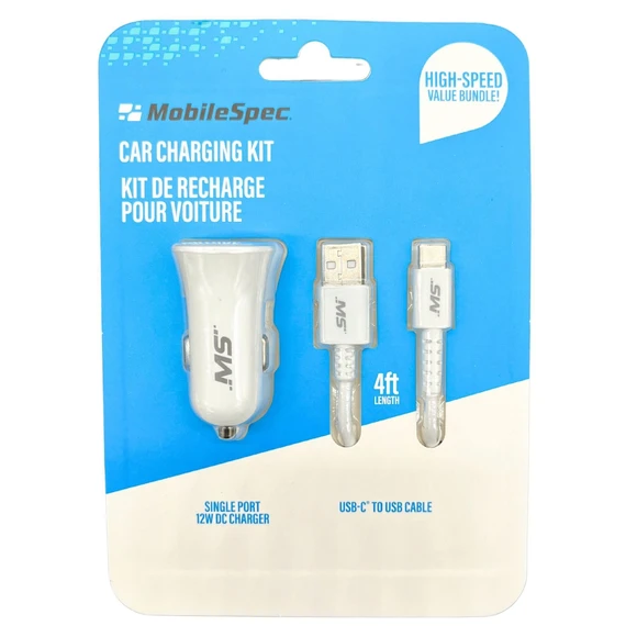 [092533041445] KIT DE CARGA DE AUTOMÓVIL USB TIPO C MOBILESPEC DE 4 PIES