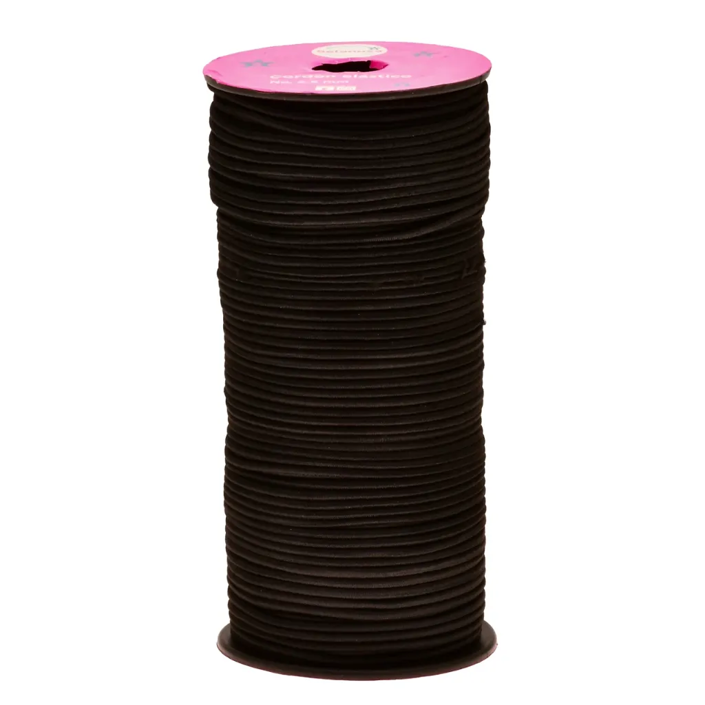 CORDON ELASTICO NEGRO 2.5MM C/100 MTS