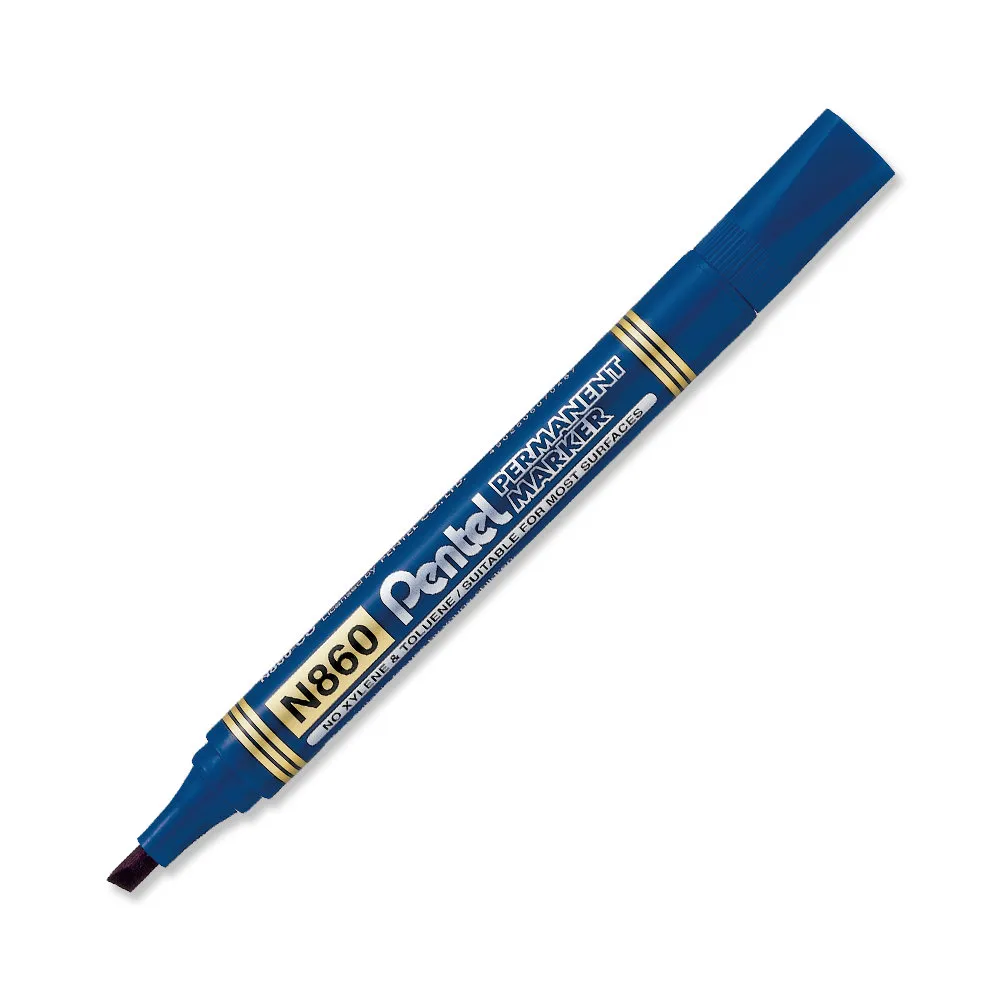 MARCADOR PENTEL PERMANENTE PUNTA CINCELADA AZUL N860-C