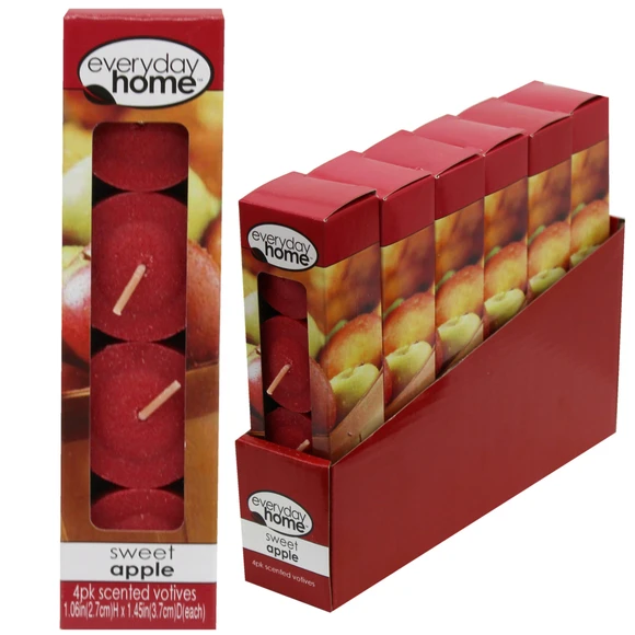 [665098737773] PAQUETE DE 4 VELAS VOTIVAS CON AROMA A MANZANA DULCE EVERYDAY HOME AD206