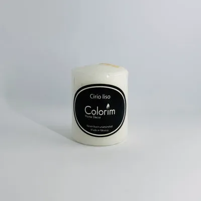 [7501130573394] CIRIO CILINDRICO C/BAÑO 1/2 BLANCO 5.5X7 CM COLORIM