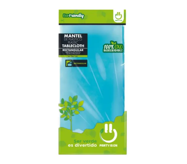 MANTEL DE PLASTICO PARTY IS ON RECTANGULAR AZUL CARIBE