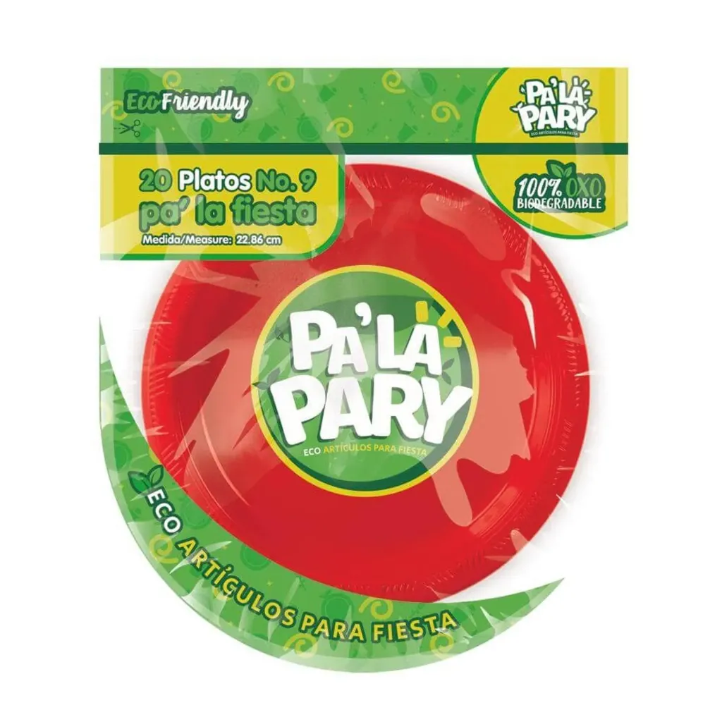 PLATO PLASTICO PALA PARY #9 C/20 PZ ROJO