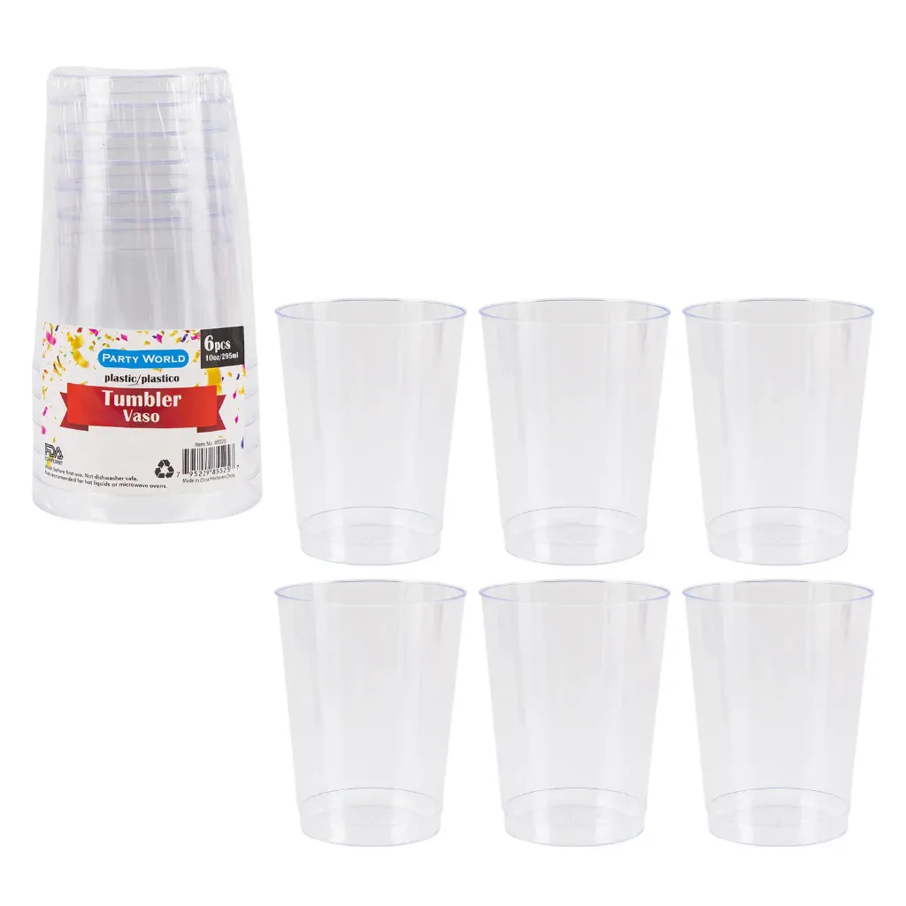 VASO DE PLASTICO TRANSPARENTE 10 OZ 6 PZA 85525
