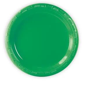 PLATO DE PLASTICO PARTY IS ON #7 C/20 PIEZAS VERDE BANDERA