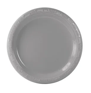 PLATO DE PLASTICO PARTY IS ON #9 C/20 PIEZAS PLATA