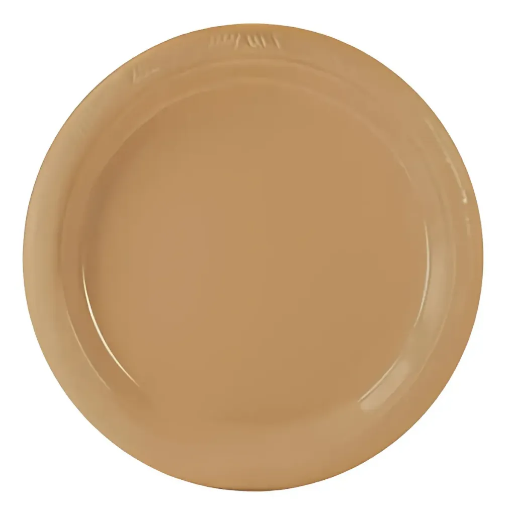 PLATO DE PLASTICO PARTY IS ON #9 C/20 PIEZAS DORADO